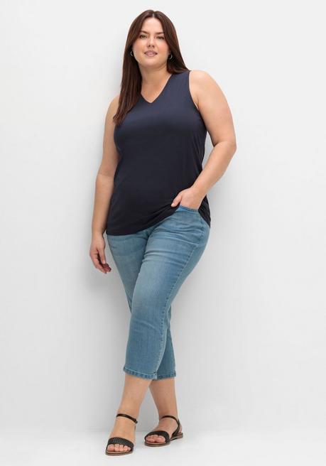 Sheego Top Mit Doppellagigem Vorderteil - Tiefblau Sheego