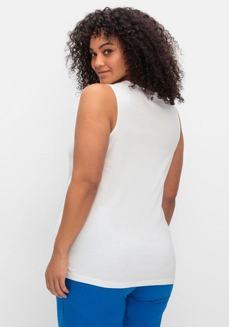 Sheego Top Mit Doppellagigem Vorderteil - Weiß Sheego