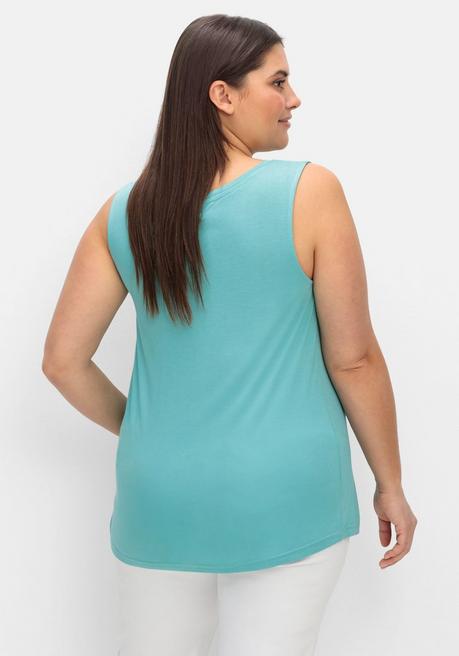 Sheego Top Mit Fixierten Falten Am Ausschnitt - Aqua Sheego