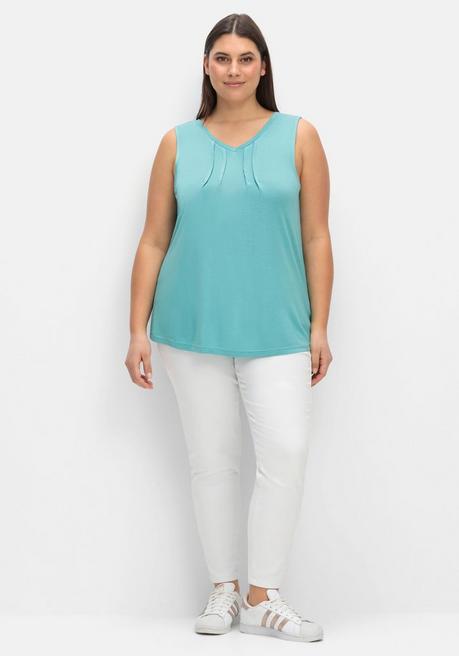 Sheego Top Mit Fixierten Falten Am Ausschnitt - Aqua Sheego