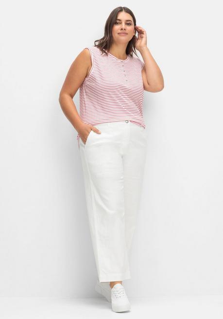 Sheego Top Mit Kurzer Knopfleiste - Rot Gestreift Sheego