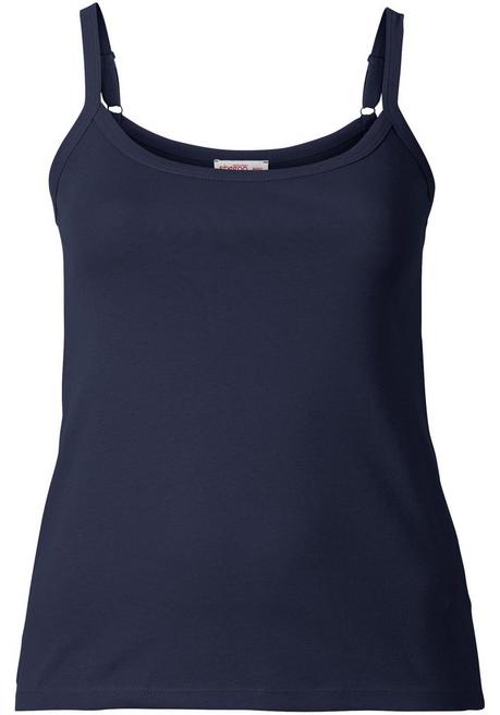 Sheego Top Mit Spaghettiträgern, In Rippqualität - Marine Sheego