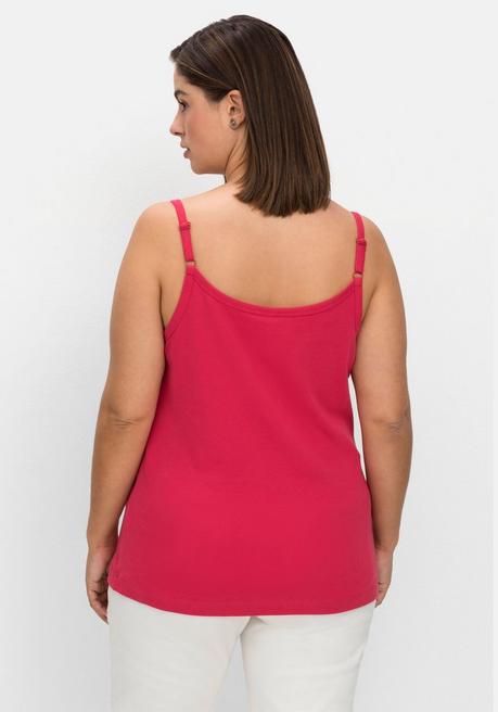 Sheego Top Mit Spaghettiträgern, In Rippqualität - Orchidee Sheego