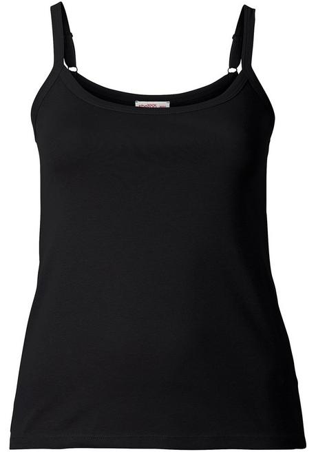 Sheego Top Mit Spaghettiträgern, In Rippqualität - Schwarz Sheego