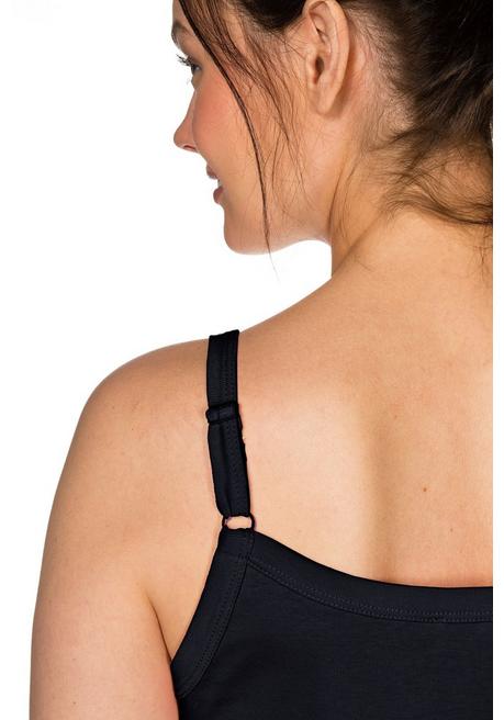 Sheego Top Mit Spaghettiträgern, In Rippqualität - Schwarz Sheego