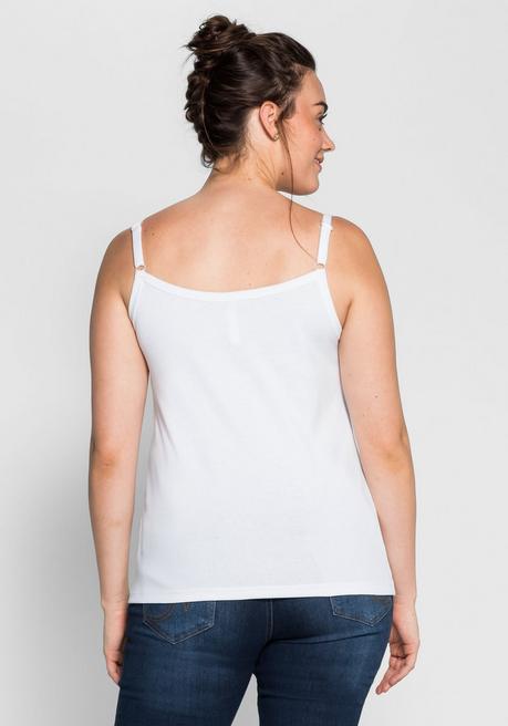 Sheego Top Mit Spaghettiträgern, In Rippqualität - Weiß Sheego