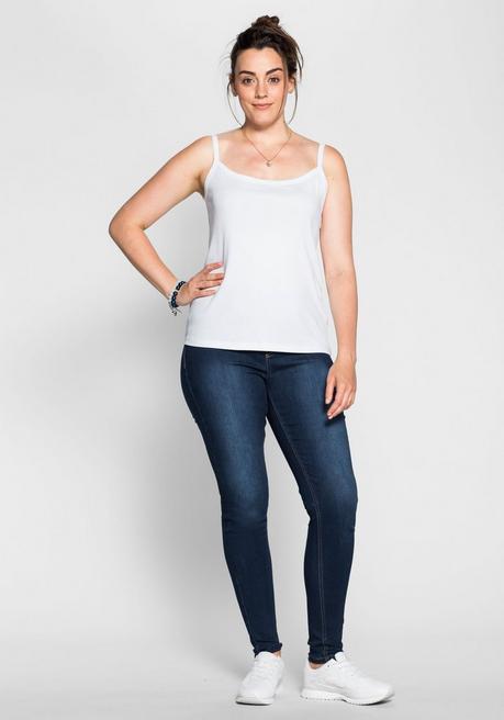 Sheego Top Mit Spaghettiträgern, In Rippqualität - Weiß Sheego