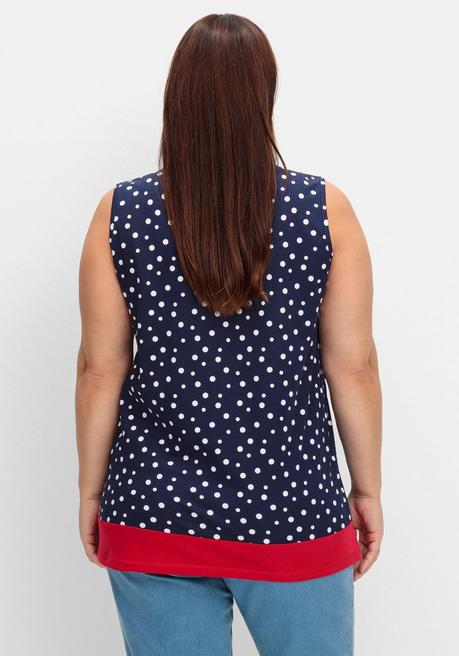 Sheego Top Mit Tupfen-Alloverdruck - Marine Gemustert Sheego