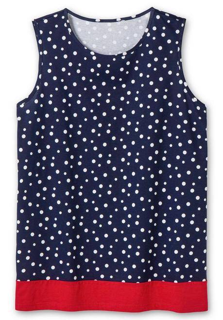 Sheego Top Mit Tupfen-Alloverdruck - Marine Gemustert Sheego