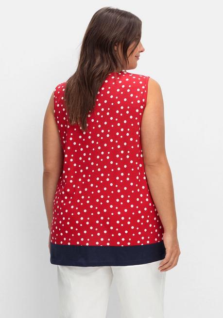 Sheego Top Mit Tupfen-Alloverdruck - Rot Gemustert Sheego