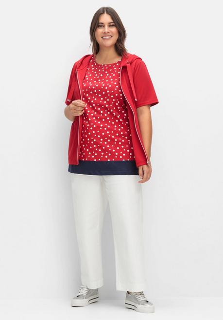 Sheego Top Mit Tupfen-Alloverdruck - Rot Gemustert Sheego