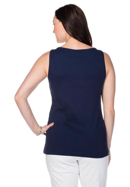 Sheego Top Mit V-Ausschnitt, In Rippqualität - Marine Sheego