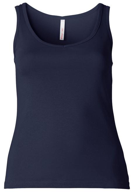 Sheego Top Mit V-Ausschnitt, In Rippqualität - Marine Sheego