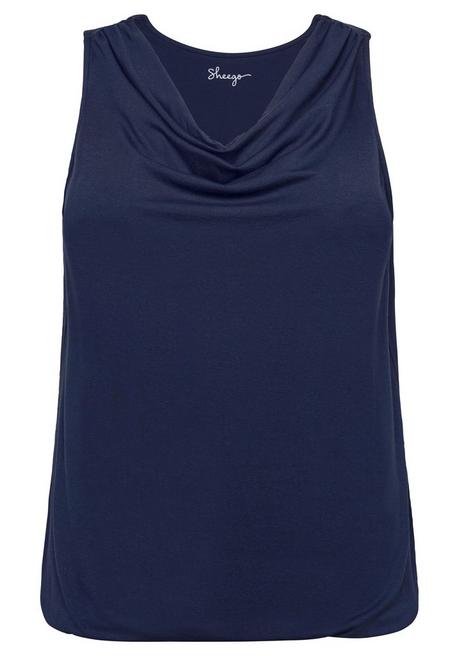 Sheego Top Mit Wasserfallkragen Und Gummibund - Marine Sheego