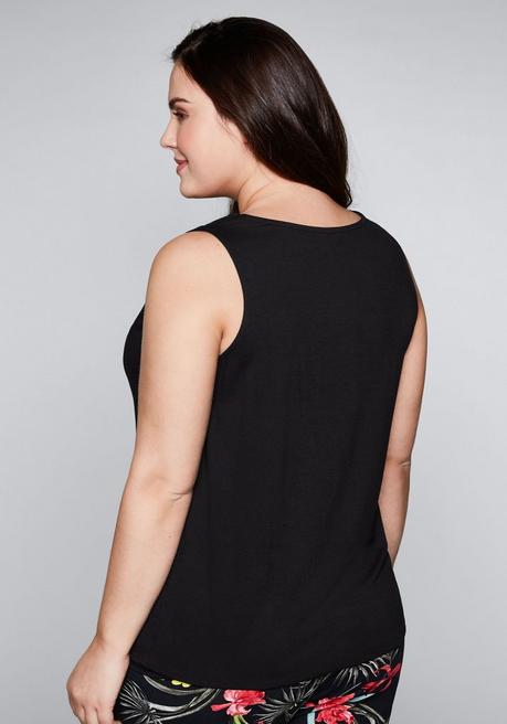 Sheego Top Mit Wasserfallkragen Und Gummibund - Schwarz Sheego