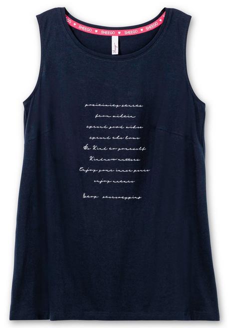 Sheego Top Mit Wordingprint, In Leichter A-Linie - Nachtblau Sheego