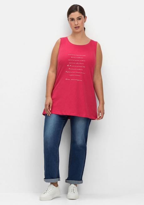 Sheego Top Mit Wordingprint, In Leichter A-Linie - Orchidee Sheego