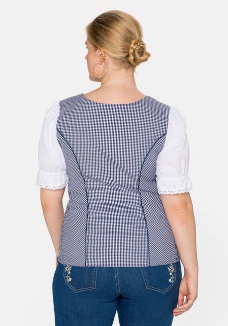Sheego Trachtenbluse Im Corsagen-Look - Royalblau-weiß Sheego