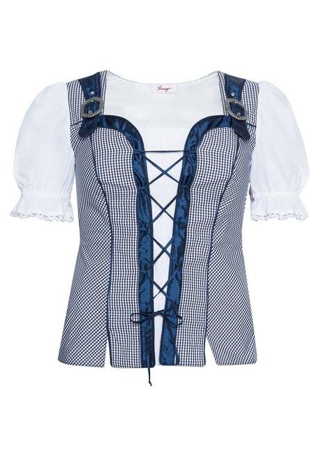 Sheego Trachtenbluse Im Corsagen-Look - Royalblau-weiß Sheego