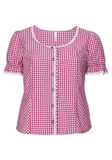 Sheego Trachtenbluse Mit Typischem Trachtenkaro - Pink Sheego