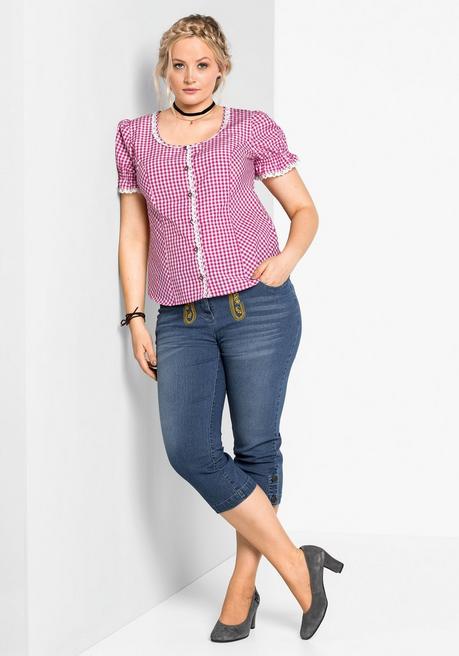 Sheego Trachtenbluse Mit Typischem Trachtenkaro - Pink Sheego