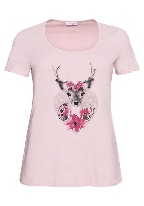 Sheego Trachtenshirt Mit Hirsch-Druck Und Kurzarm - Rosa Sheego