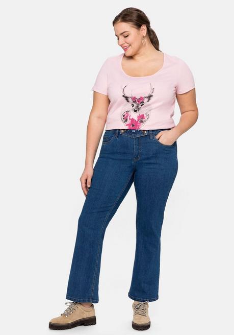 Sheego Trachtenshirt Mit Hirsch-Druck Und Kurzarm - Rosa Sheego