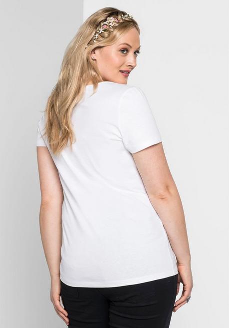 Sheego Trachtenshirt Mit Hirsch-Druck Und Kurzarm - Weiß Sheego