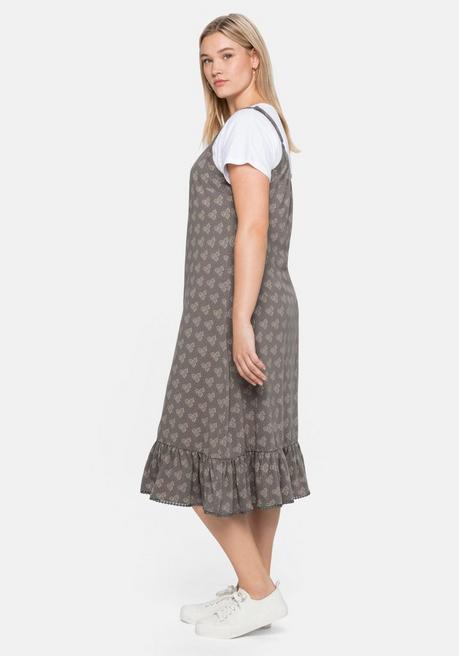 Sheego Trägerkleid Mit Shirt, In A-Linie Und Mit Alloverdruck - Rauchgrau Bedruckt Sheego