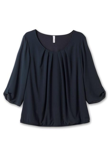 Sheego Tunika Aus Chiffon, Mit Gelegten Falten Am Ausschnitt - Nachtblau Sheego