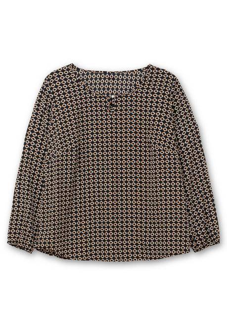 Sheego Tunika Aus Crêpe, Mit Grafik-Alloverdruck - Schwarz Gemustert Sheego