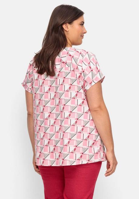 Sheego Tunika Aus Crêpe Mit Grafik-Alloverprint - Rosa Bedruckt Sheego