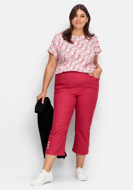 Sheego Tunika Aus Crêpe Mit Grafik-Alloverprint - Rosa Bedruckt Sheego