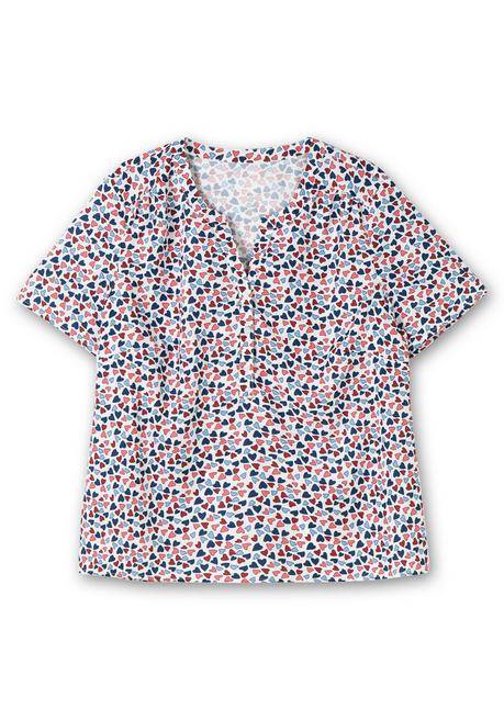 Sheego Tunika Aus Crêpe Mit Herzchen-Alloverdruck - Ecru Gemustert Sheego