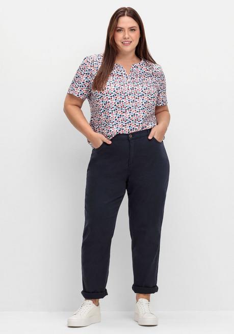 Sheego Tunika Aus Crêpe Mit Herzchen-Alloverdruck - Ecru Gemustert Sheego