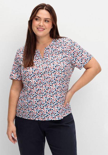 sheego Tunika aus Crêpe mit Herzchen-Alloverdruck - ecru gemustert sheego