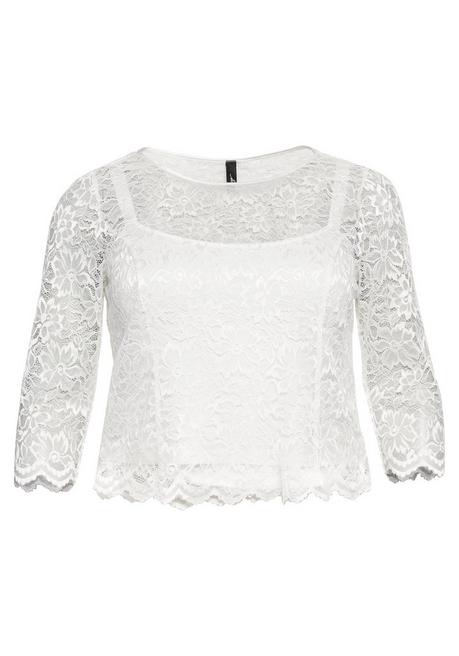 Sheego Tunika Aus Fein Glänzender Spitze, Mit Innentop - Offwhite Sheego