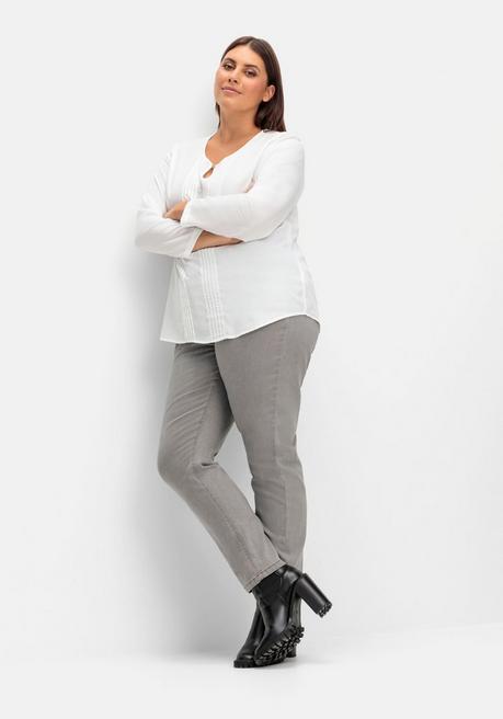 Sheego Tunika Aus Feinem Crêpe, Mit Biesen Vorn - Ecru Sheego