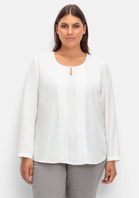 sheego Tunika aus feinem Crêpe, mit Biesen vorn - ecru sheego