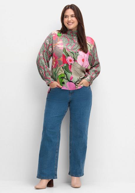 Sheego Loves Miss Goodlife Tunika Aus Viskose-Satin, Im Multicolor-Muster - Jadegrün Bedruckt Sheego