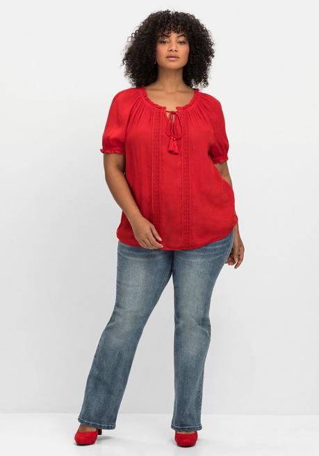 Sheego By Joe Browns Tunika Im Boho-Look, Mit Crochet-Spitze - Rot Sheego