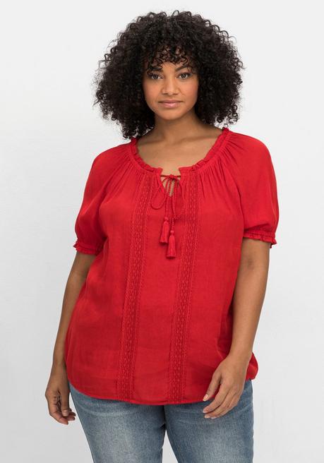 sheego by Joe Browns Tunika im Boho-Look, mit Crochet-Spitze - rot sheego