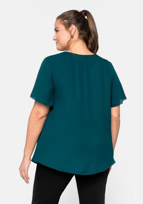 Sheego Tunika Im Lagenlook Mit Flügelärmeln - Tiefgrün Sheego