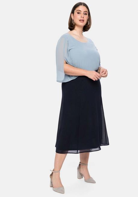 Sheego Tunika Im Layerlook Mit Chiffon - Eisblau Sheego