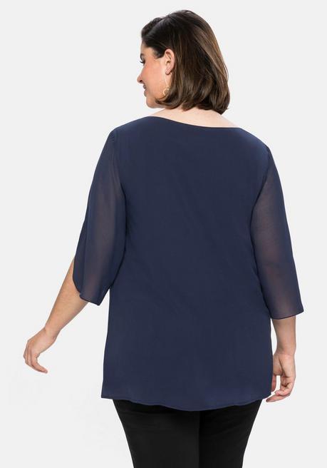 Sheego Tunika Im Layerlook Mit Chiffon - Marine Sheego