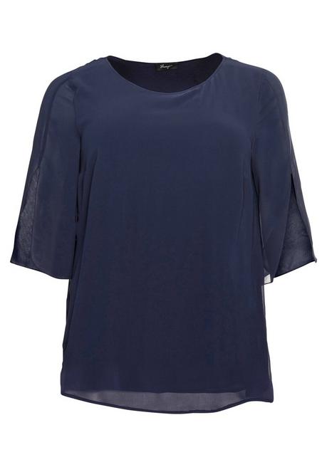 Sheego Tunika Im Layerlook Mit Chiffon - Marine Sheego