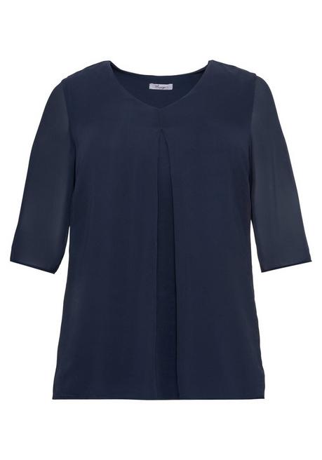 Sheego Tunika Im Layerlook, Mit Chiffon - Marine Sheego