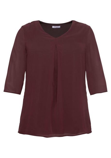 Sheego Tunika Im Layerlook, Mit Chiffon - Weinrot Sheego