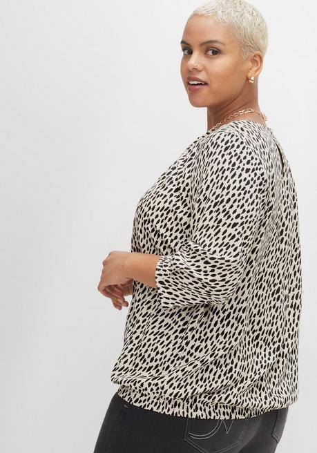 Sheego Tunika Im Leo-Print, Mit Saum-Gummizug - Ecru Bedruckt Sheego