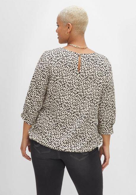 Sheego Tunika Im Leo-Print, Mit Saum-Gummizug - Ecru Bedruckt Sheego